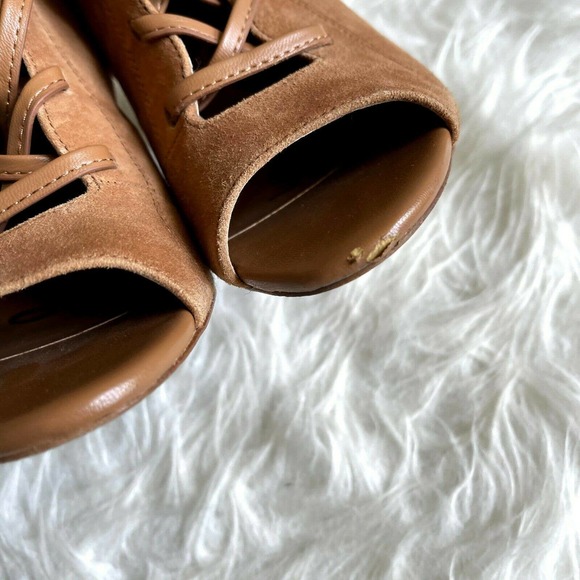 Sam Edelman 6.5 Yvie Bootie Tan Suede Lace Up - Picture 4 of 7